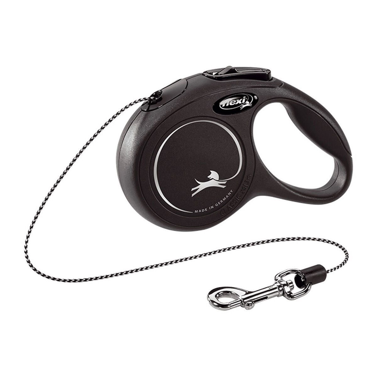 Flexi New Classic Automatische Rollleine | 3 m Schwarz, Größe XS (Katzen & kleine Hunde)