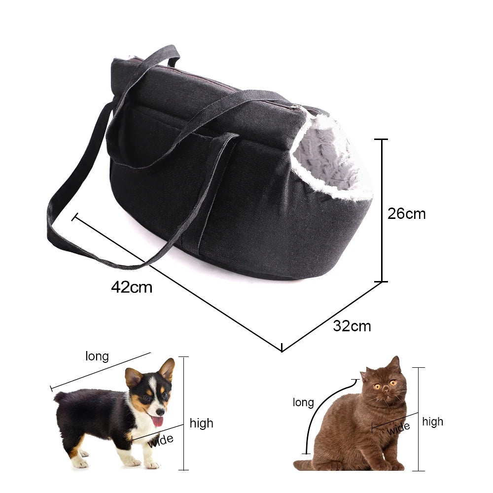 Soft Pet Carrying Bag for Cats & Small Dogs | Cozy Travel Tote (Grey, Blue, Black)