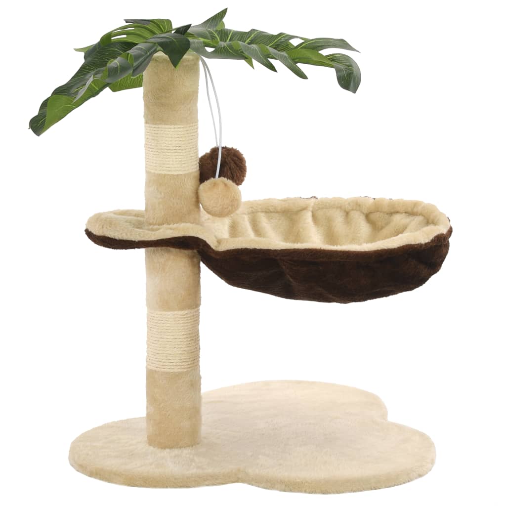 Tropical Palm Cat Scratching Tree with Cozy Bed | 50 cm