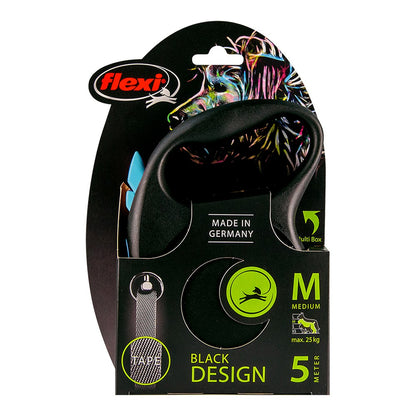 Flexi Black Design Automatische Rollleine für Hunde | 5 m Blau, Größe M