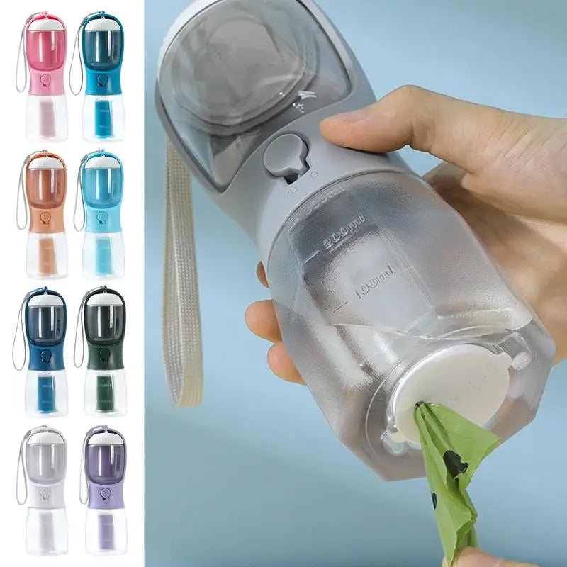 3-in-1 Portable Pet Water Bottle | Food & Waste Bag Dispenser