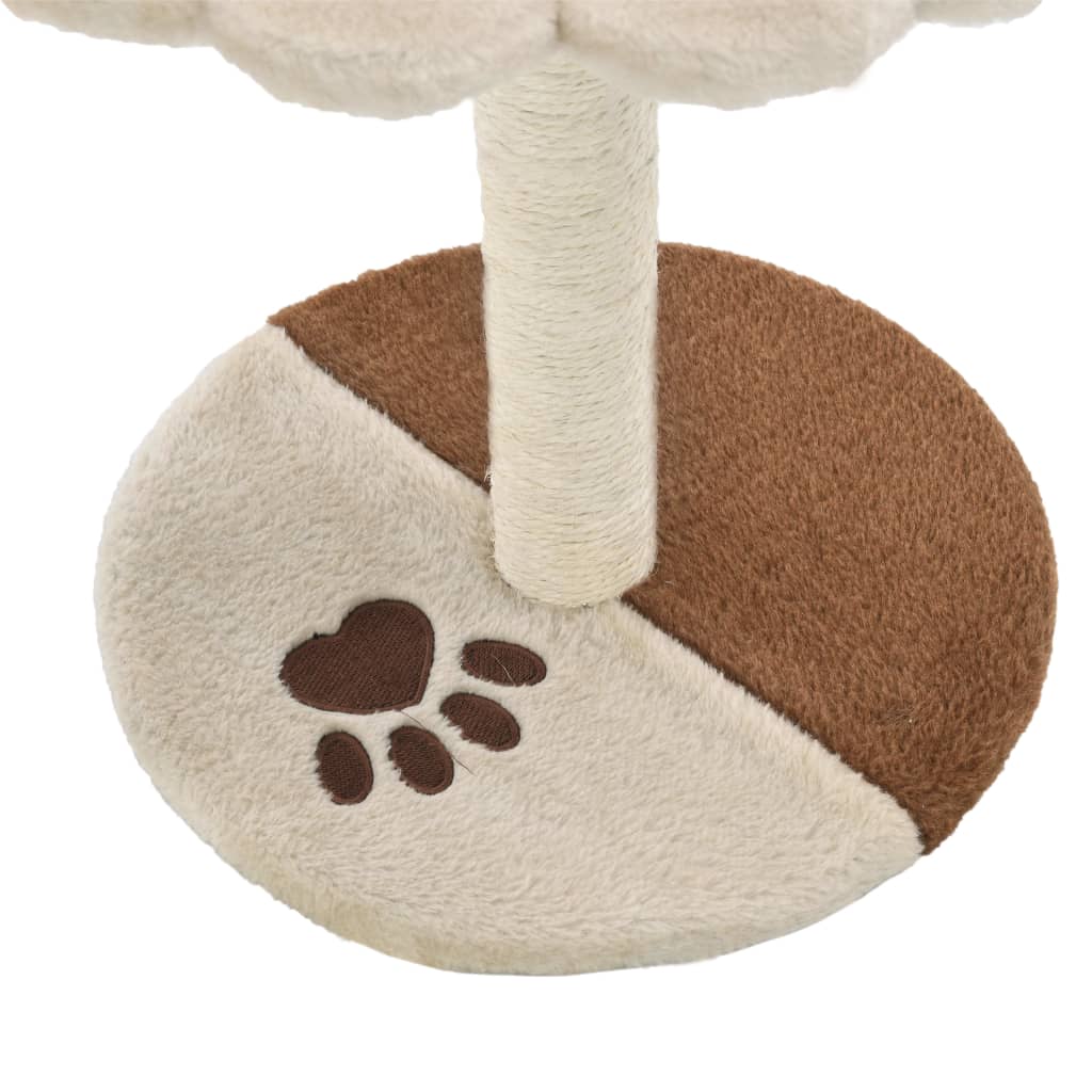 Compact Cat Tree with Scratching Post & Plush Bed | Beige & Brown