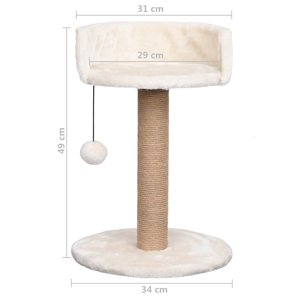 Compact Cat Scratching Tree with Plush Bed & Hanging Toy | 49 cm