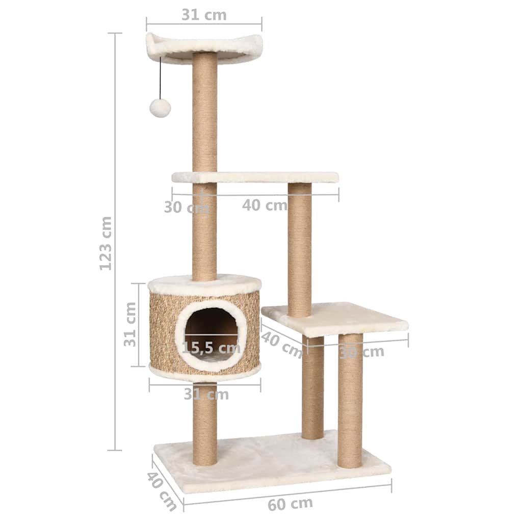 Multi-Level Cat Tree with Scratching Posts & Cozy Cave | 123 cm