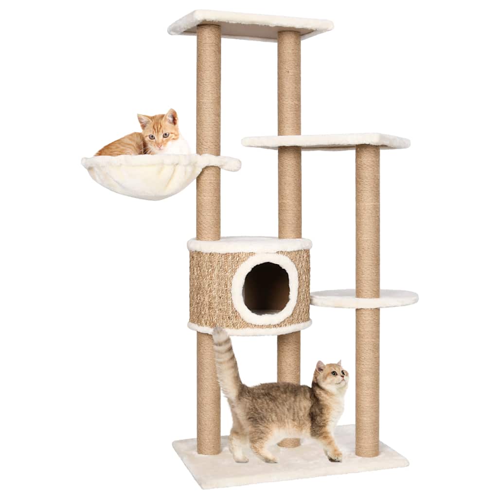 Luxury Multi-Level Cat Tree with Basket & Cave | 126 cm