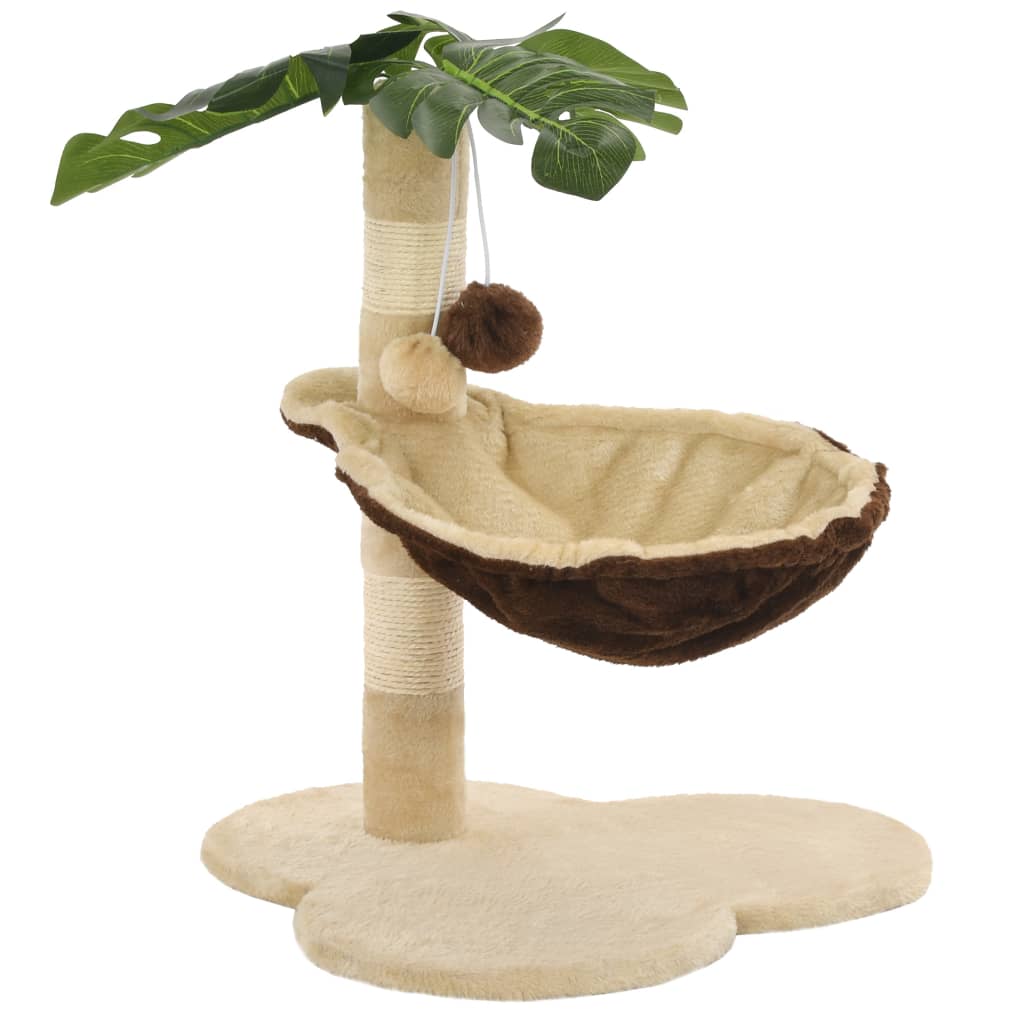 Tropical Palm Cat Scratching Tree with Cozy Bed | 50 cm