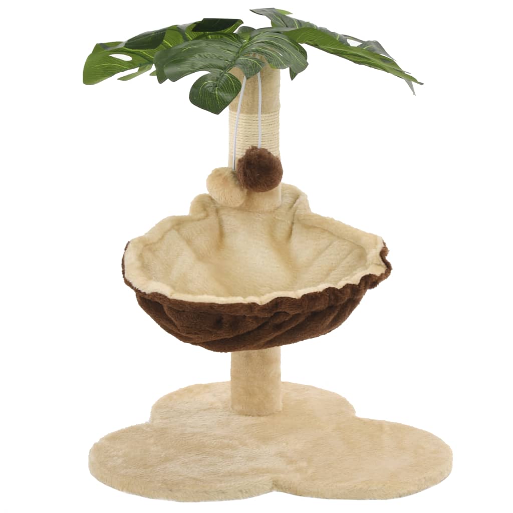 Tropical Palm Cat Scratching Tree with Cozy Bed | 50 cm