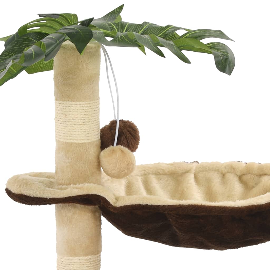 Tropical Palm Cat Scratching Tree with Cozy Bed | 50 cm
