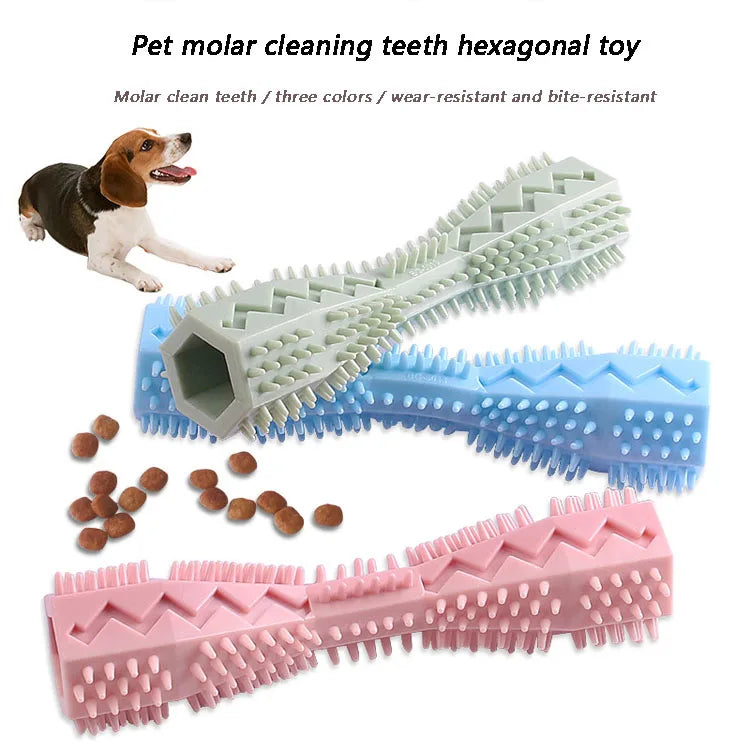 Dog Teething Chew Stick | Bite Resistant Dental Toy with Treat Dispenser