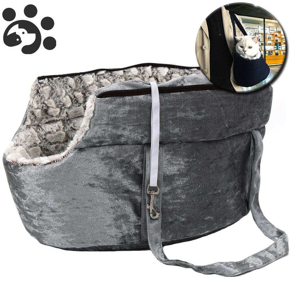 Soft Pet Carrying Bag for Cats & Small Dogs | Cozy Travel Tote (Grey, Blue, Black)