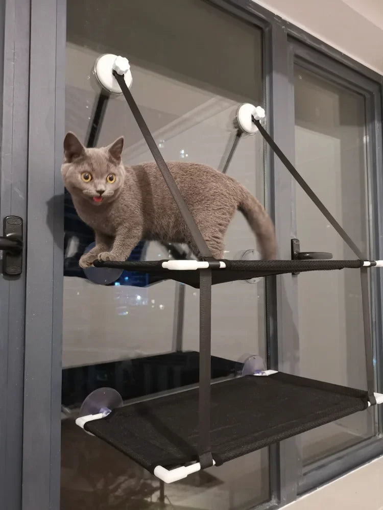 Window Cat Hammock with Strong Suction Cups | Double-Level Sunbed for Cats