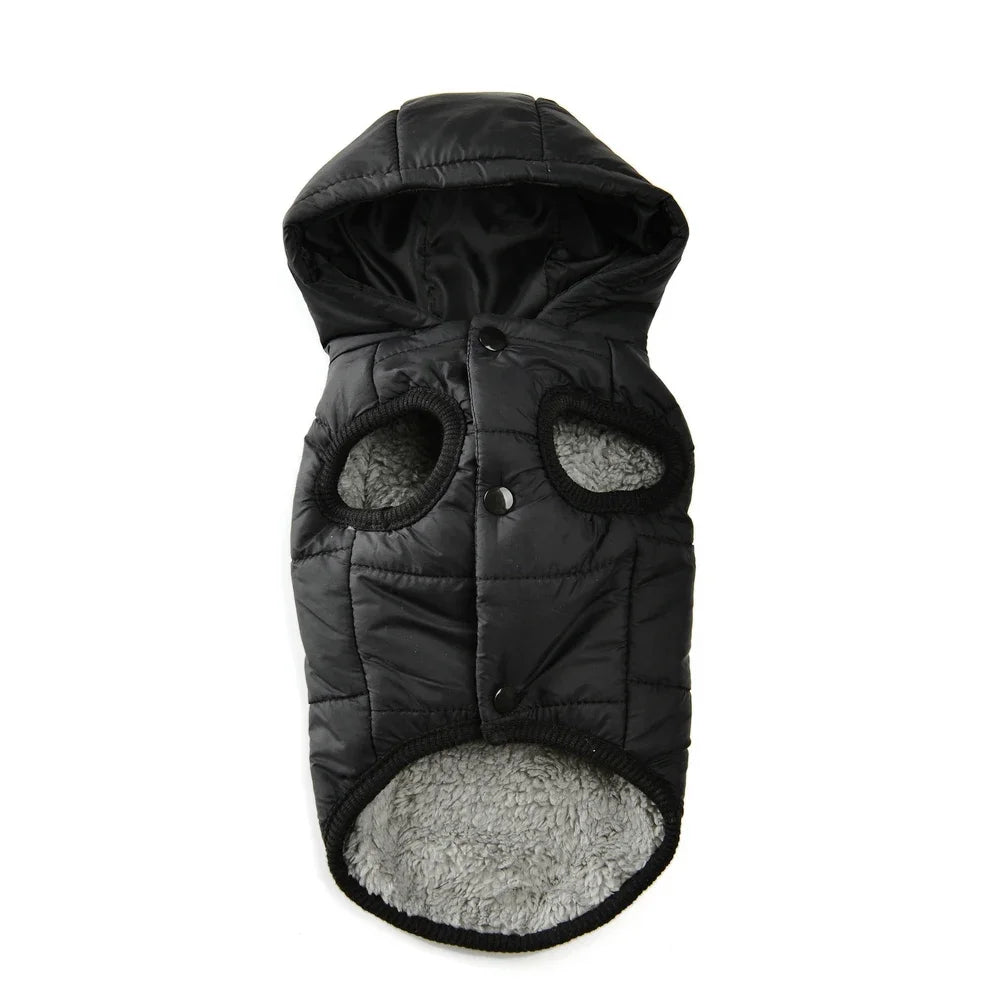 Winter Hooded Dog Coat with D-Ring – Warm & Windproof Pet Jacket