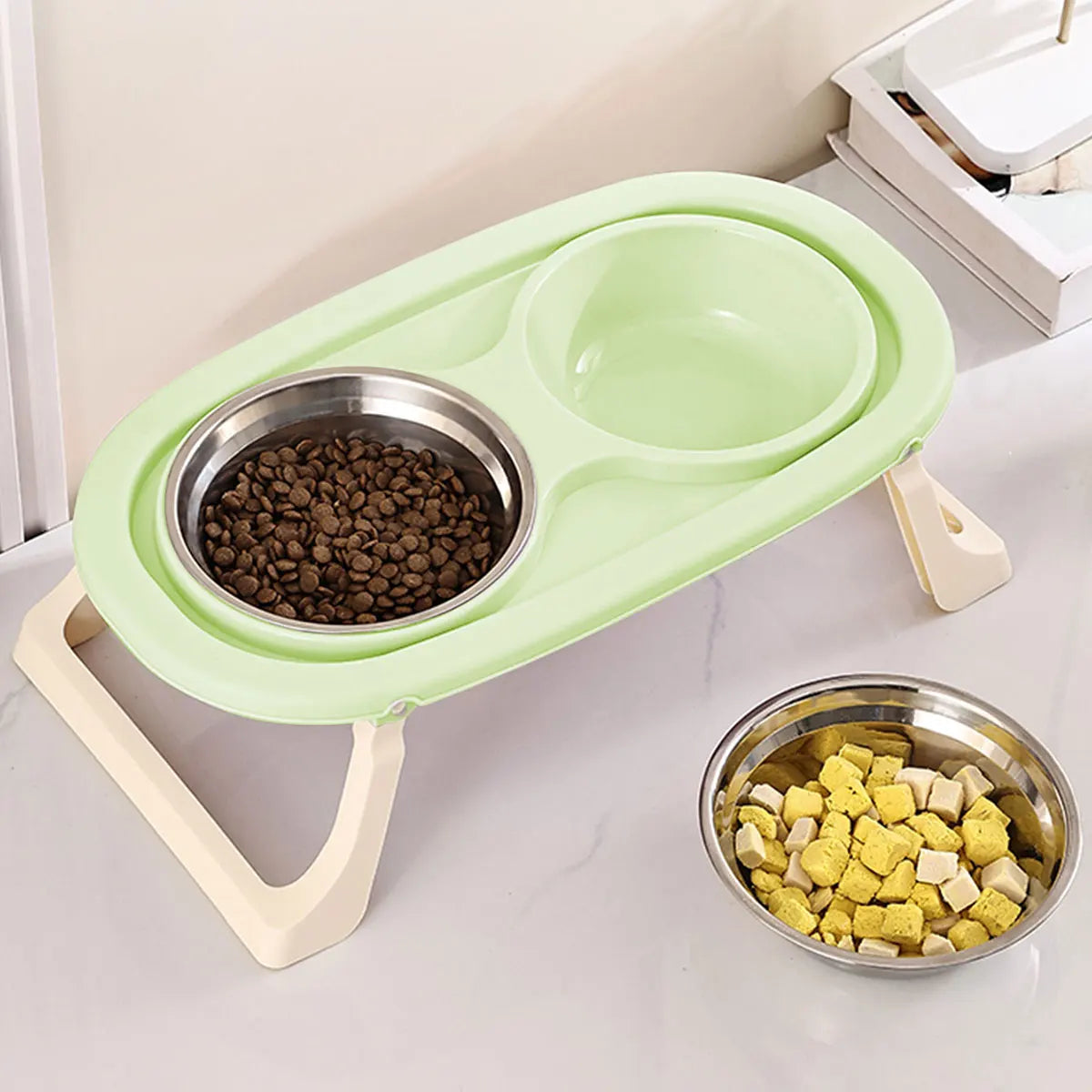 Elevated Double Stainless Steel Pet Bowl | Ergonomic Feeding Stand for Cats & small dogs