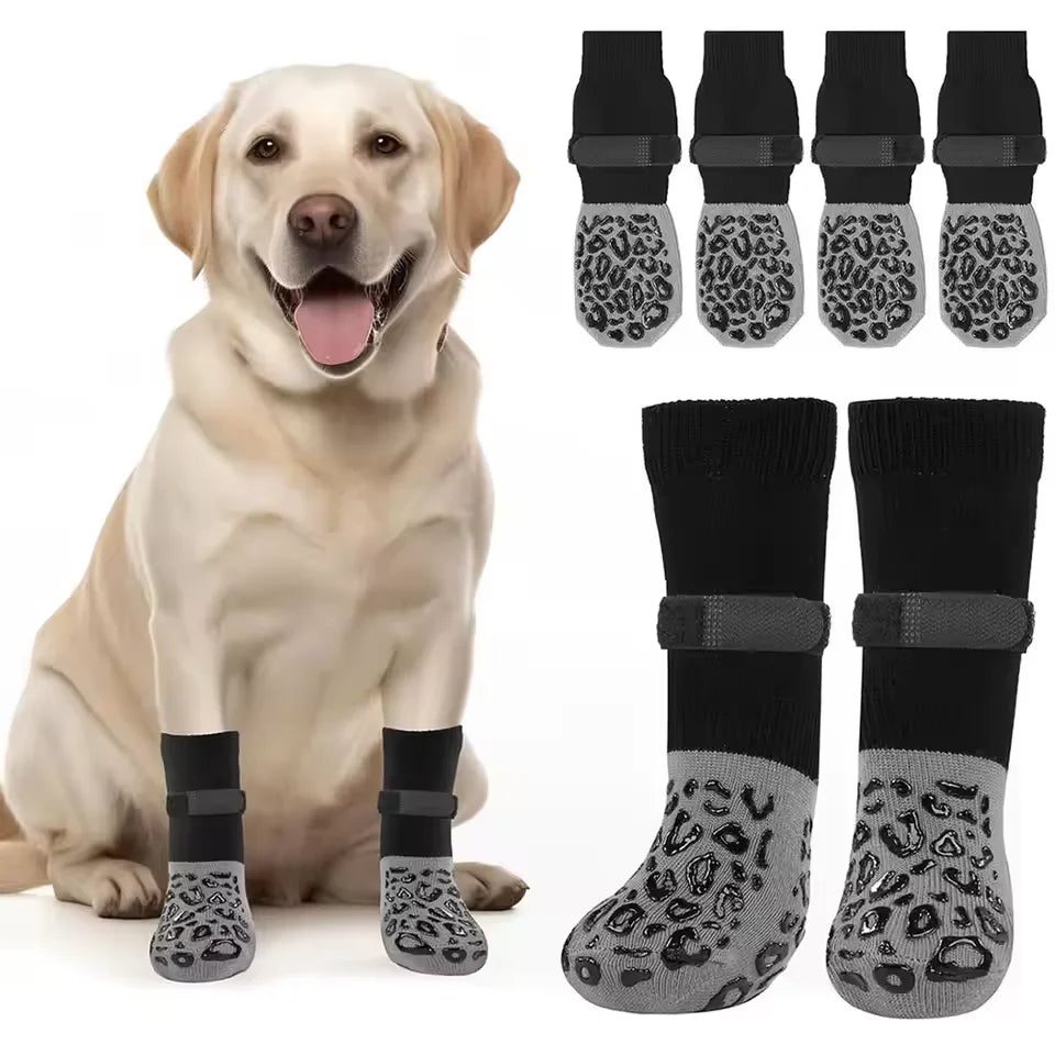 4-Pack Anti-Slip Dog Socks | Non-Slip Paw Protection for Indoor Floors