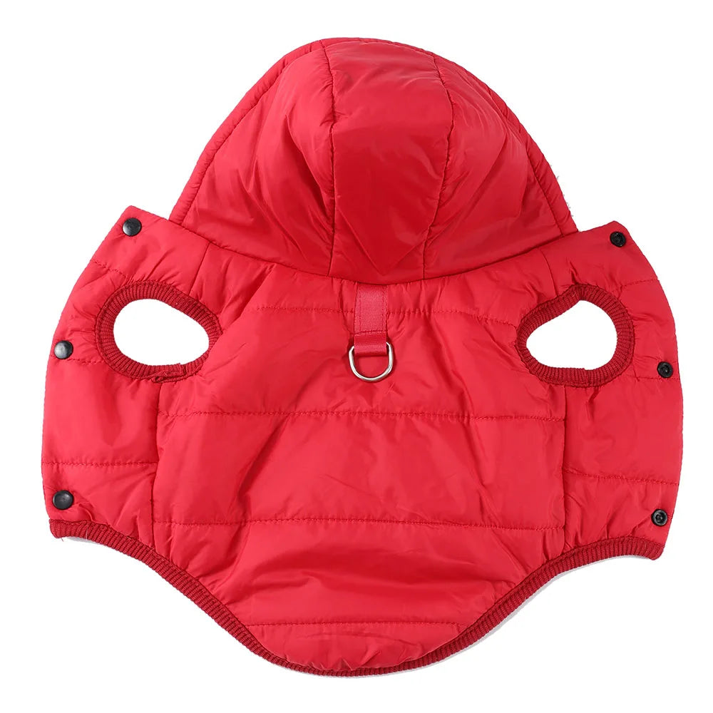 Waterproof Pet Hoodie Jacket with D-Ring | Winter Warm Fleece Coat for Cats & Small Dogs (XS–XL)