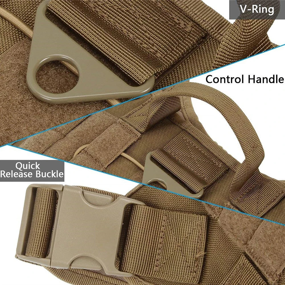 Adjustable Tactical Dog Harness | Heavy Duty Nylon Vest for Medium & Large Dogs