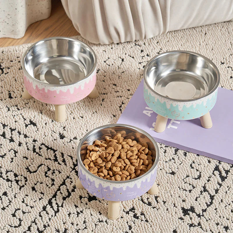 Elevated Pet Bowl for Cats & Small Dogs | Cute Raised Feeding Bowl