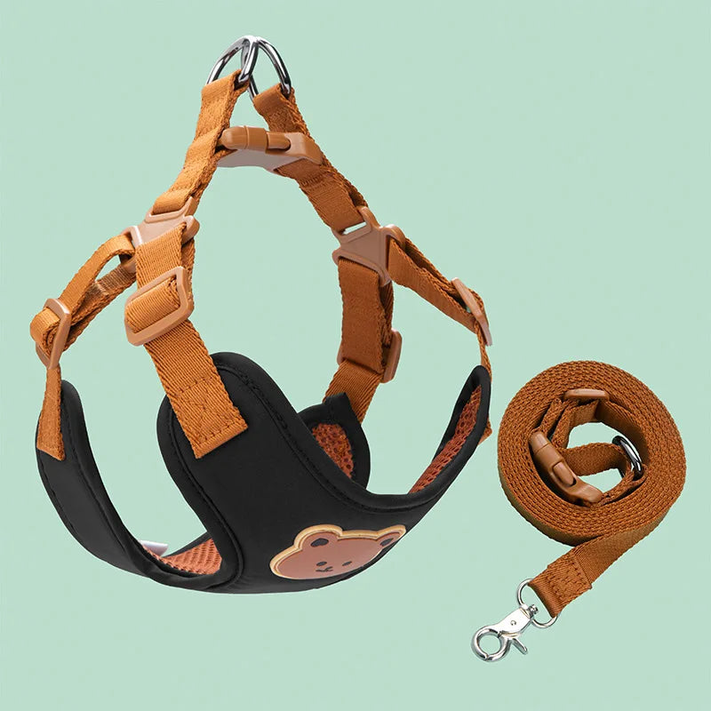 Cute Bear Dog Harness & Leash Set | Adjustable, Breathable & Secure