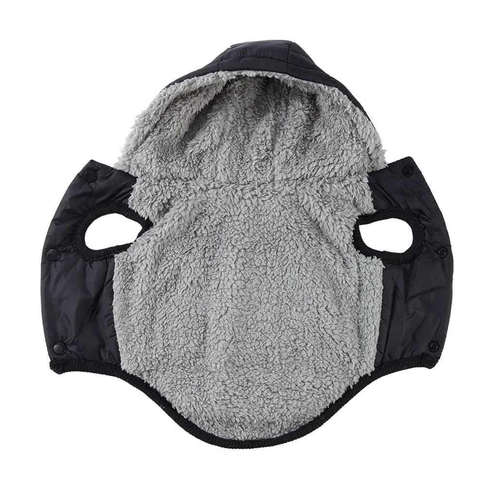 Winter Hooded Dog Coat with D-Ring – Warm & Windproof Pet Jacket