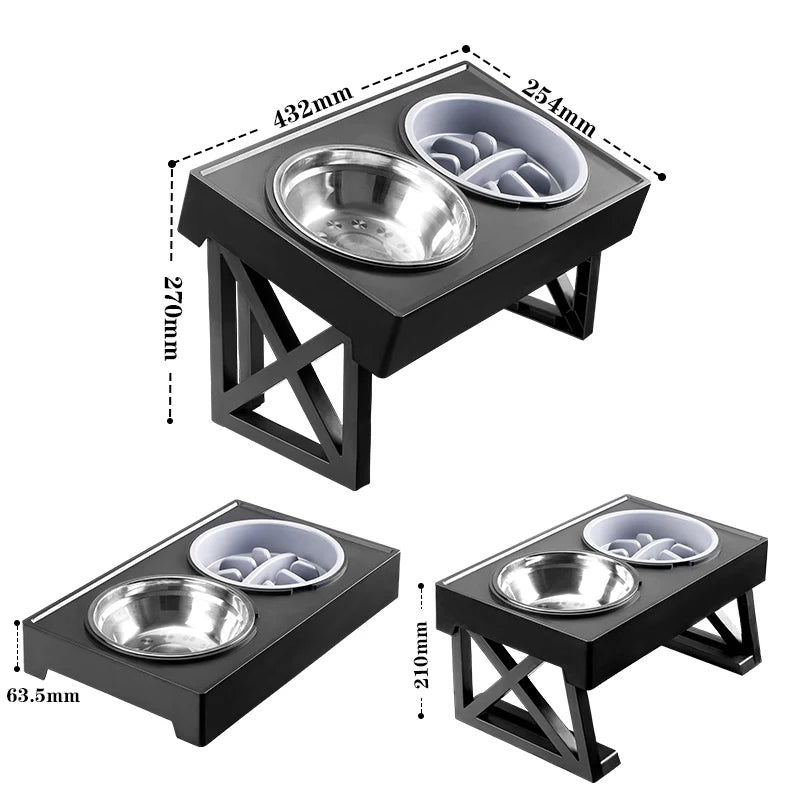 Adjustable Elevated Dog Feeder with Double Stainless Steel Bowls