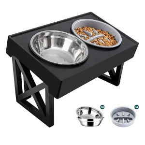 Adjustable Elevated Dog Feeder with Double Stainless Steel Bowls