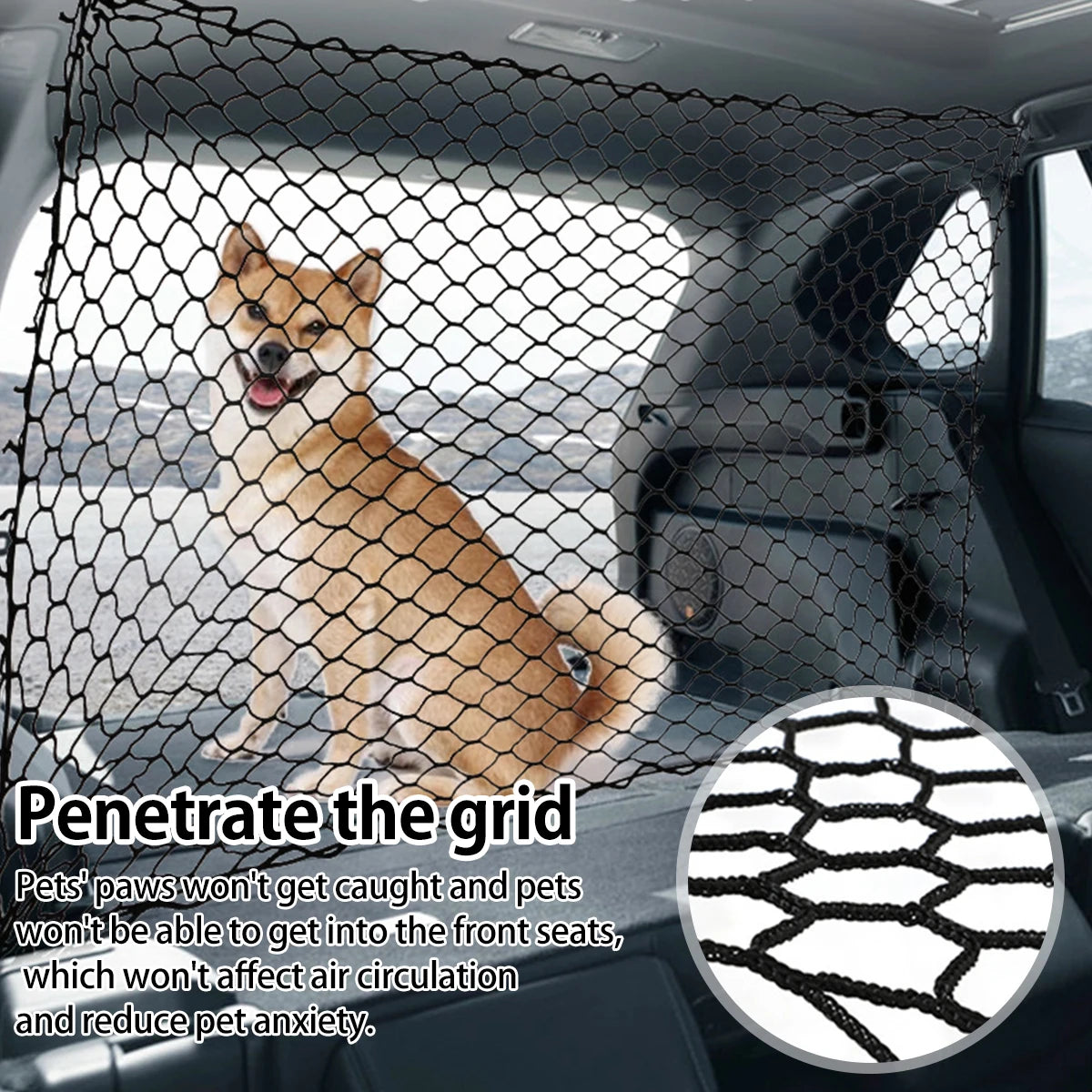 Car Safety Net for Pets | Trunk Barrier & Space Divider for Dogs