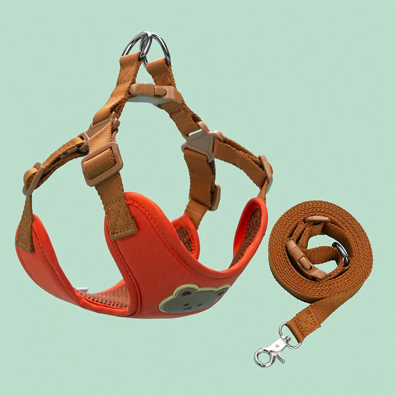 Cute Bear Dog Harness & Leash Set | Adjustable, Breathable & Secure