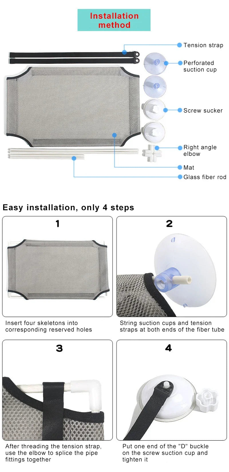 Window Cat Hammock with Strong Suction Cups | Double-Level Sunbed for Cats