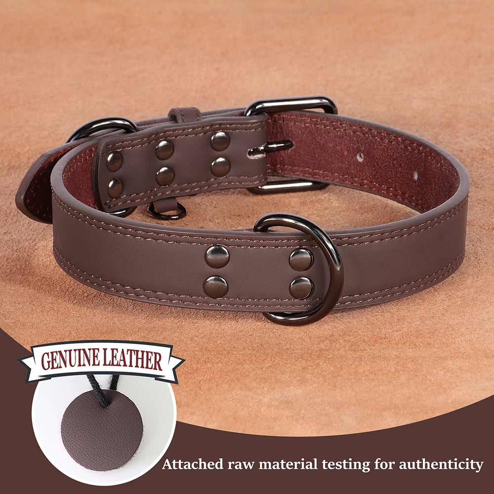 Premium Genuine Leather Dog Collar | Adjustable & Durable for Small, Medium & Large Dogs