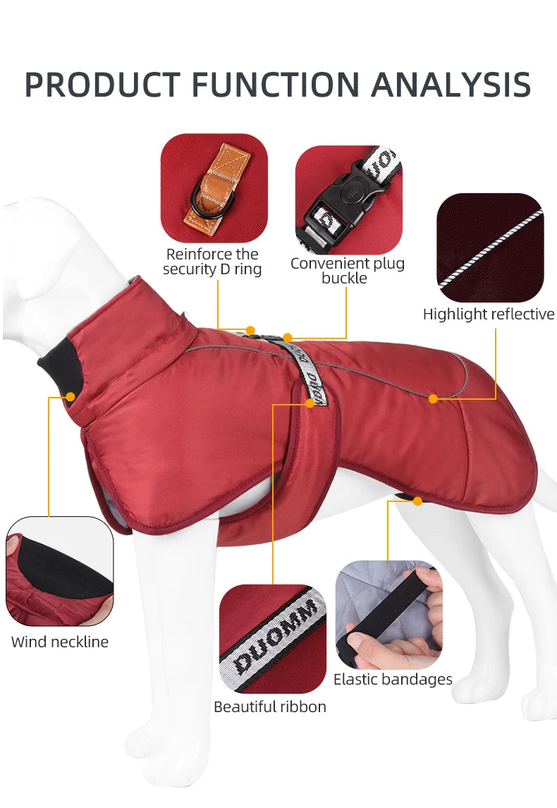 Winter Fleece Dog Jacket | Warm Coat for Large Dogs