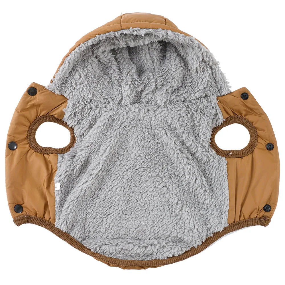 Waterproof Pet Hoodie Jacket with D-Ring | Winter Warm Fleece Coat for Cats & Small Dogs (XS–XL)