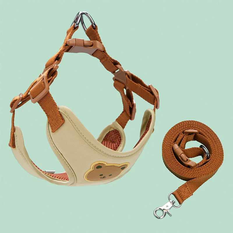 Cute Bear Dog Harness & Leash Set | Adjustable, Breathable & Secure