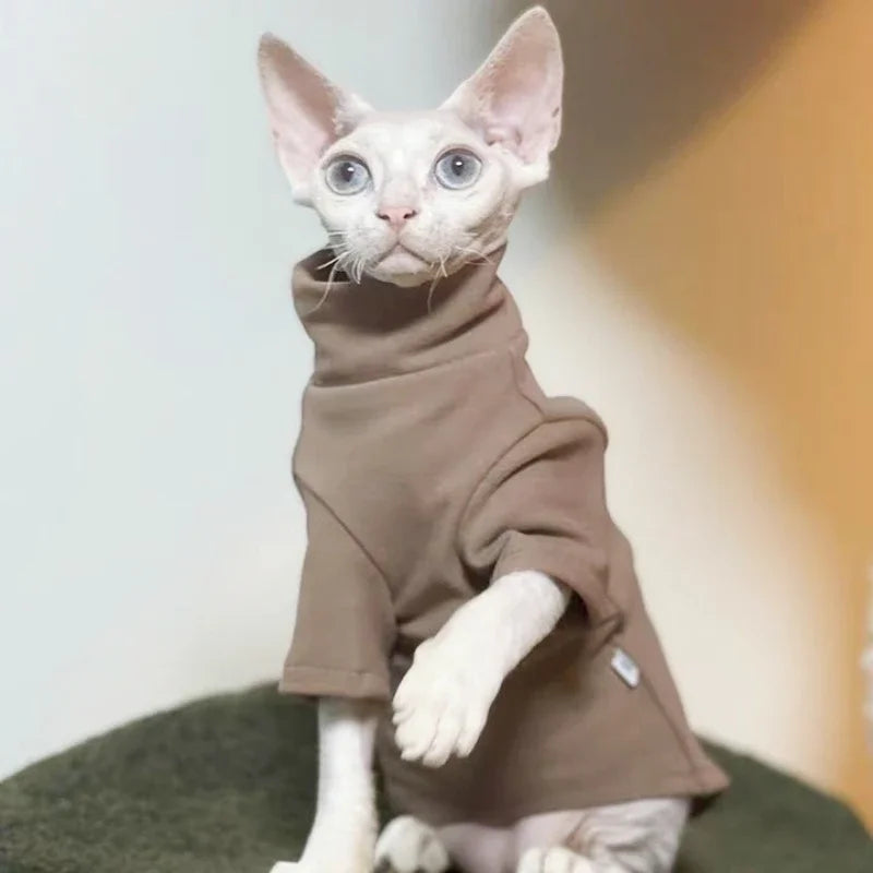 Soft Cotton Pet Hoodie with Turtleneck | Cat & Small Dog Sweatshirt