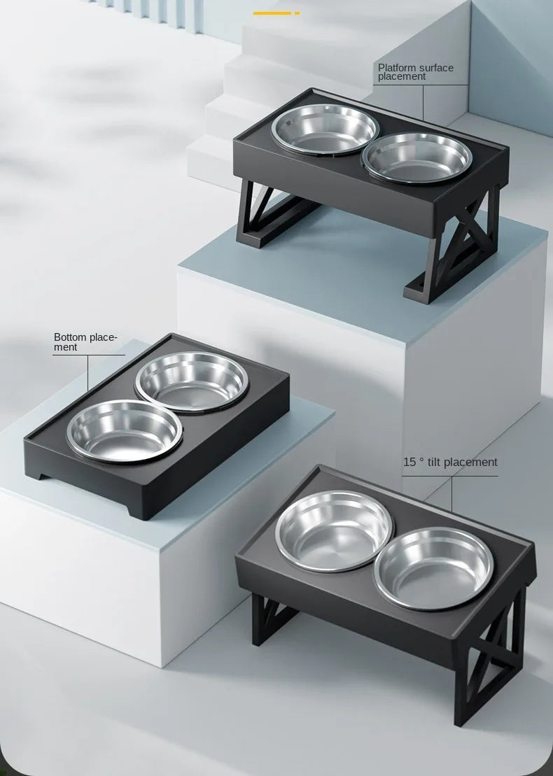 Adjustable Elevated Dog Feeder with Double Stainless Steel Bowls