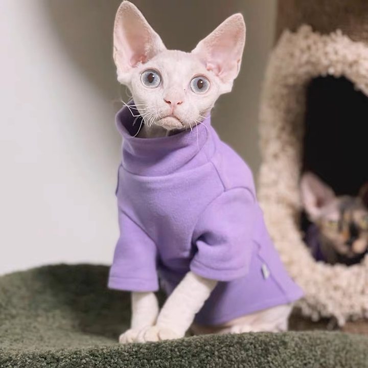 Soft Cotton Pet Hoodie with Turtleneck | Cat & Small Dog Sweatshirt