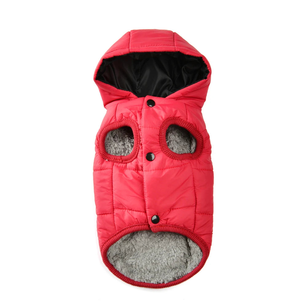 Winter Hooded Dog Coat with D-Ring – Warm & Windproof Pet Jacket