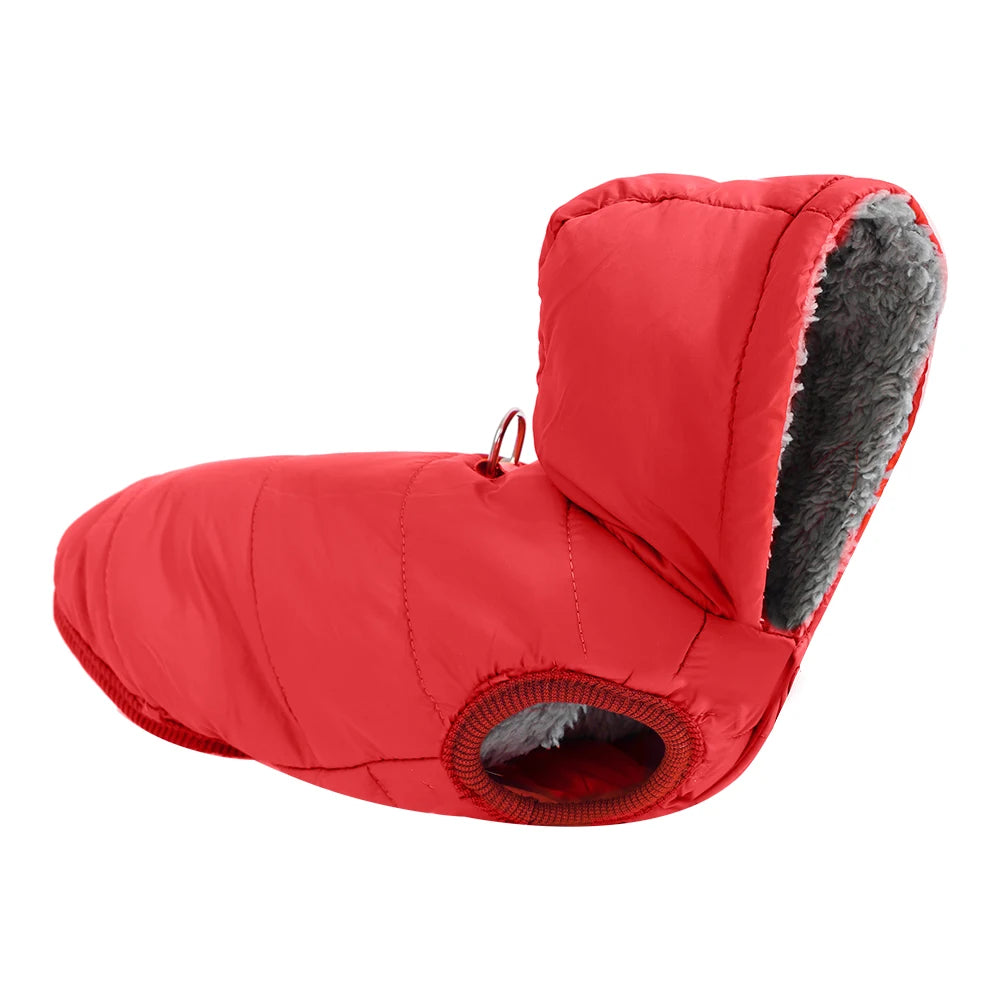Waterproof Pet Hoodie Jacket with D-Ring | Winter Warm Fleece Coat for Cats & Small Dogs (XS–XL)