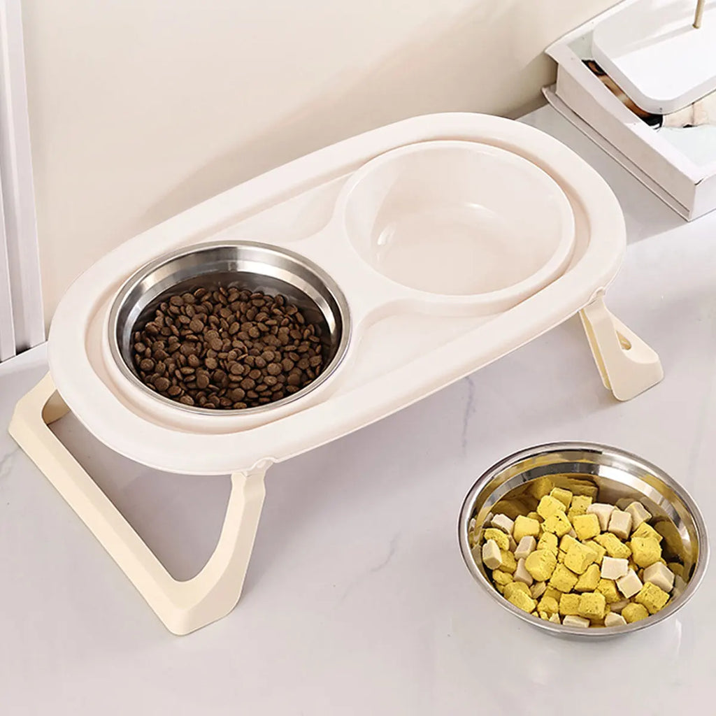 Elevated Double Stainless Steel Pet Bowl | Ergonomic Feeding Stand for Cats & small dogs