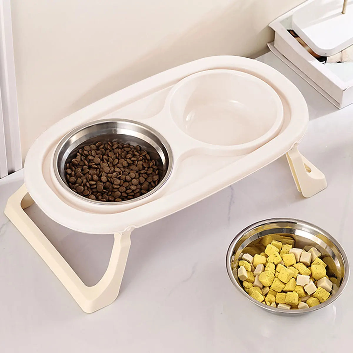 Elevated Double Stainless Steel Pet Bowl | Ergonomic Feeding Stand for Cats & small dogs