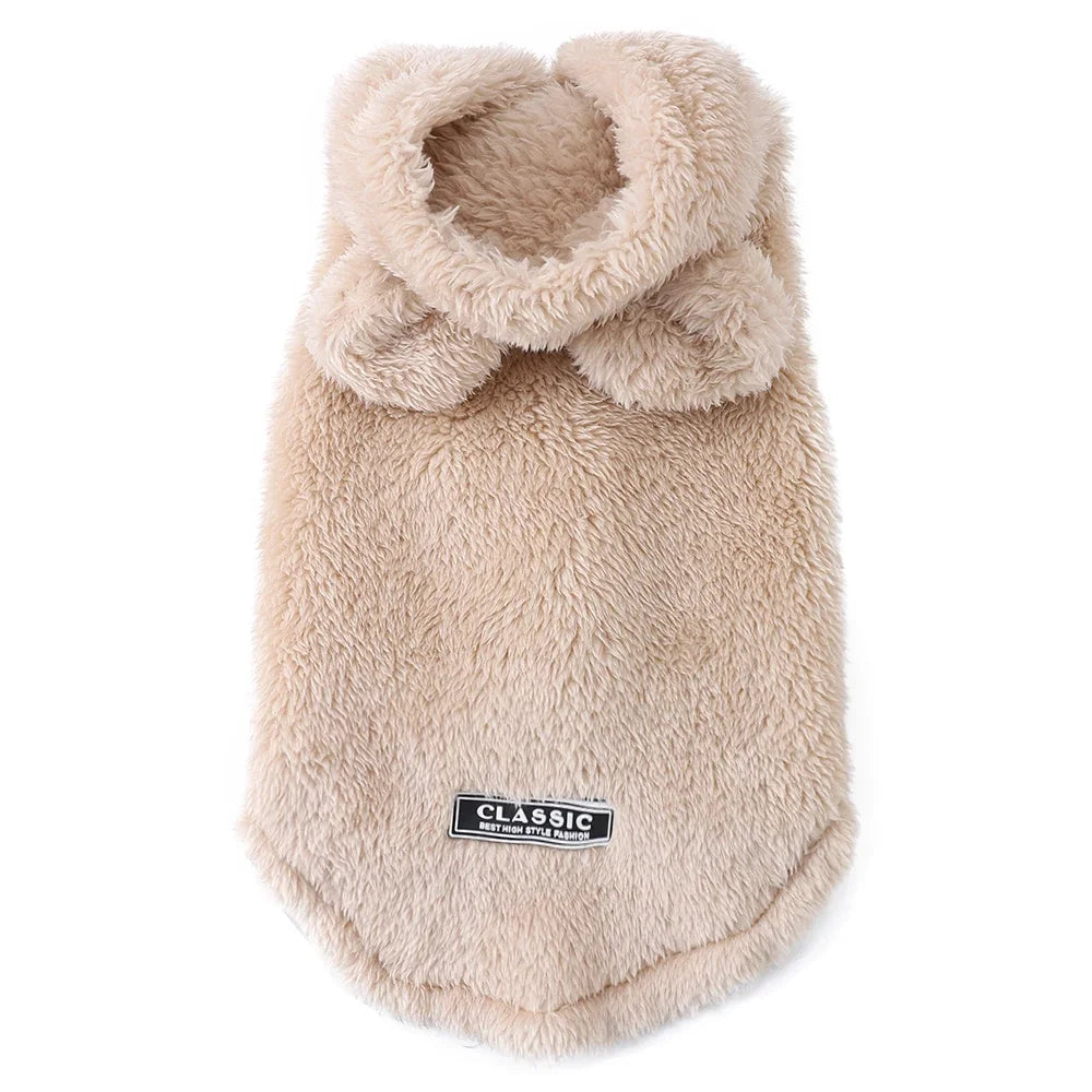 Soft Plush Hooded Pet Jacket | Warm Winter Coat for Dogs & Cats