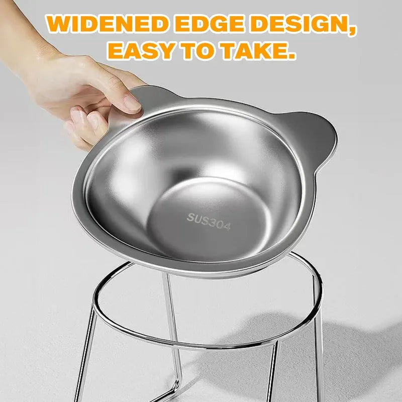 Stainless Steel Elevated Cat Bowl | 15° Ergonomic Design