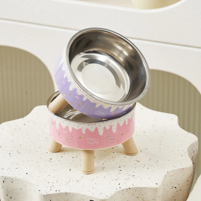 Elevated Pet Bowl for Cats & Small Dogs | Cute Raised Feeding Bowl