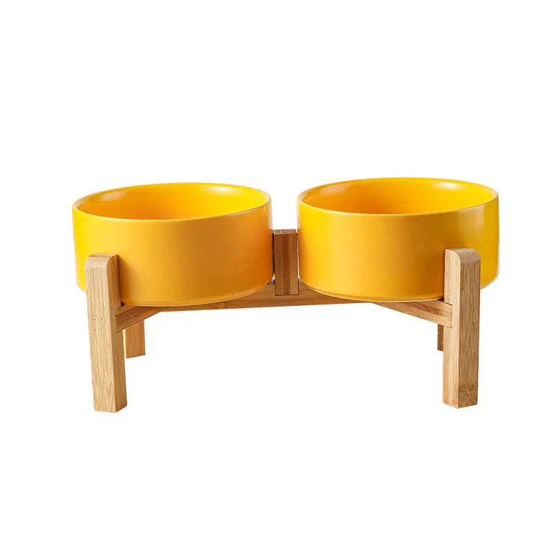 Elevated Ceramic Pet Bowl Set for Small Dogs & Cats – Ergonomic Feeding Stand