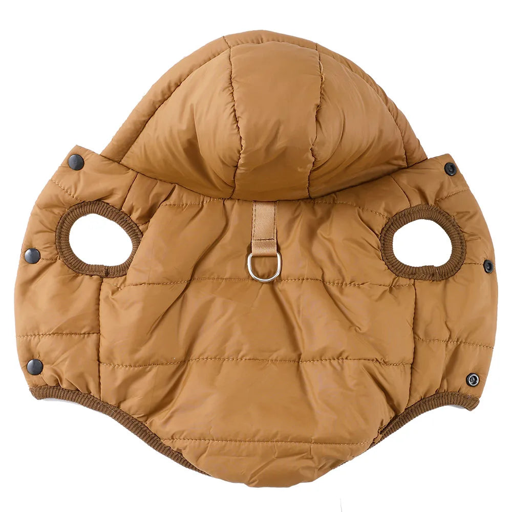 Waterproof Pet Hoodie Jacket with D-Ring | Winter Warm Fleece Coat for Cats & Small Dogs (XS–XL)