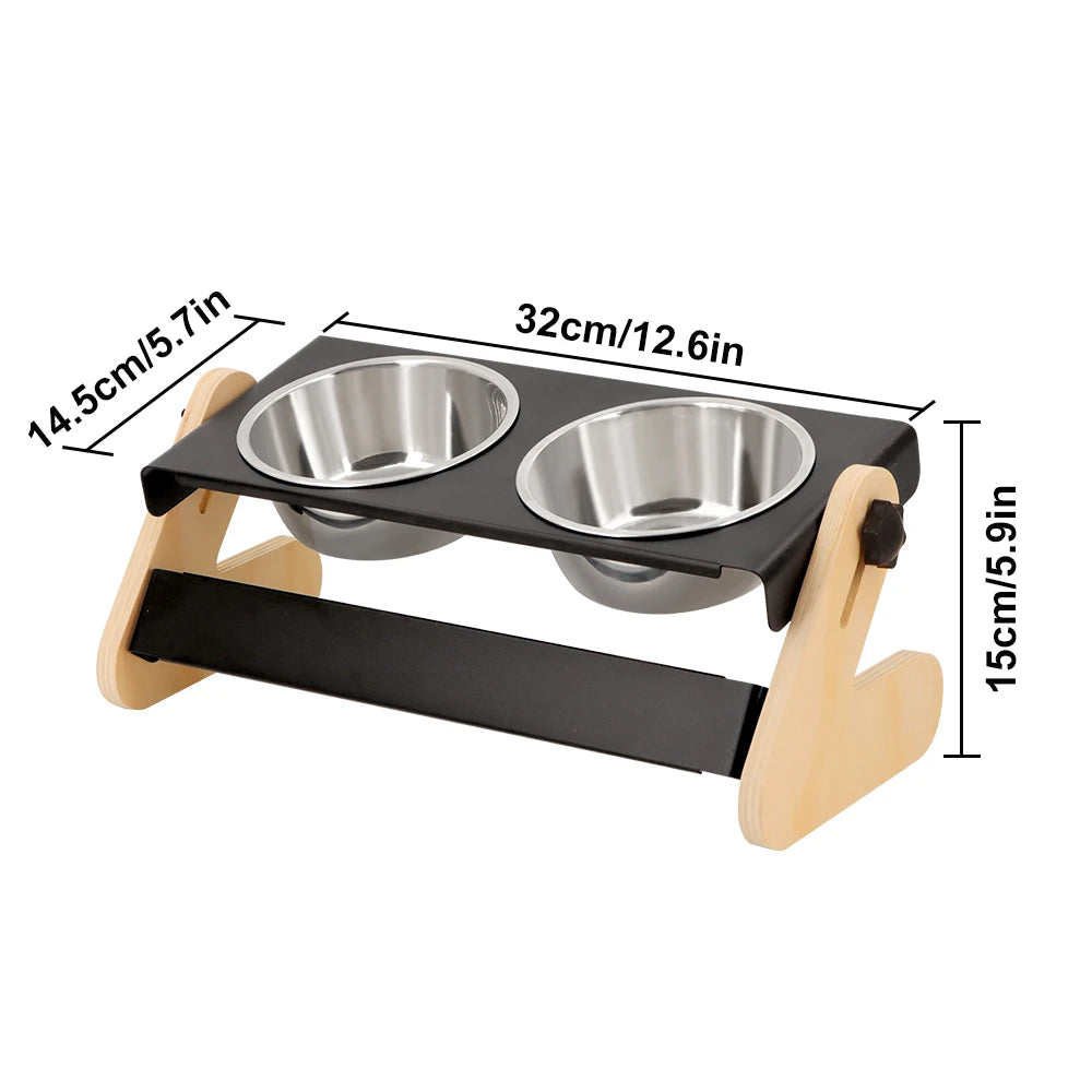 Adjustable Elevated Double Dog Bowl | Ergonomic Feeding Stand for Small & Medium Dogs