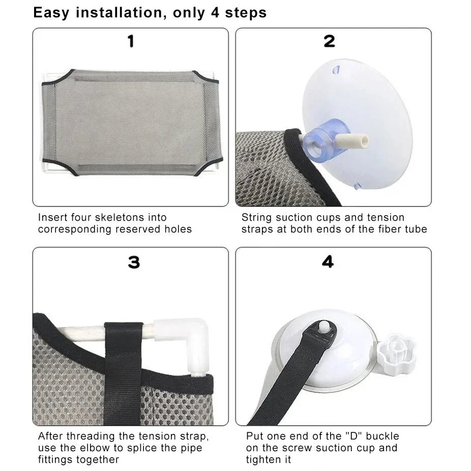 Window Cat Hammock with Strong Suction Cups | Double-Level Sunbed for Cats