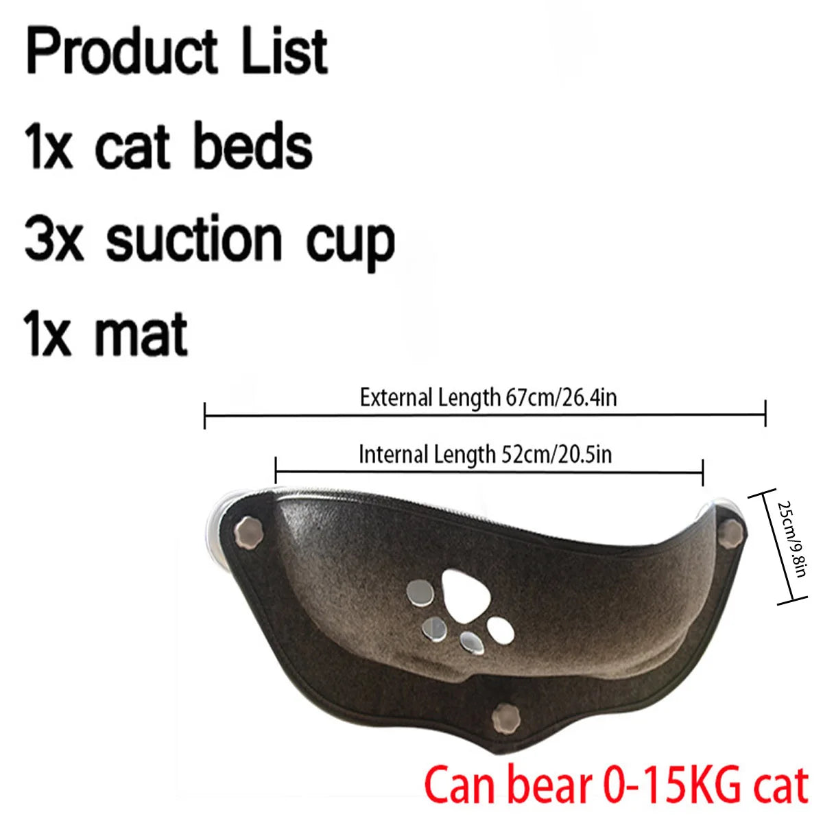 Window-Mounted Cat Hammock | Heavy Duty Suction Cup Bed up to 15kg