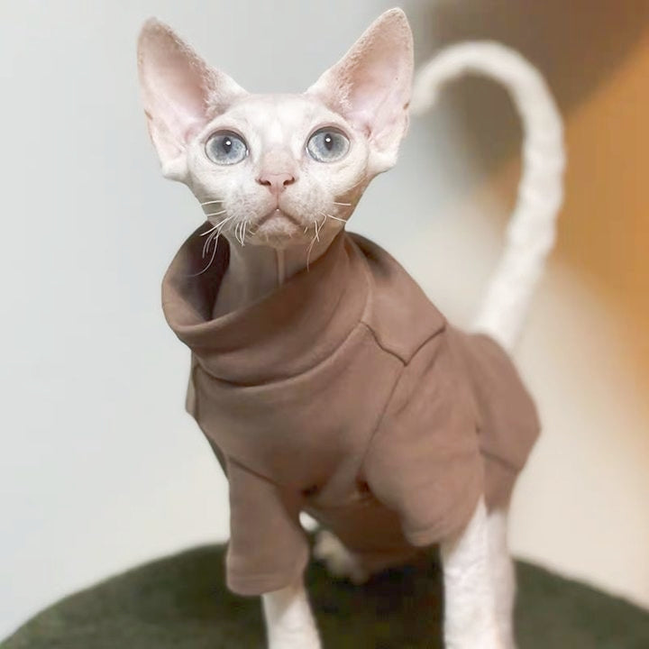Soft Cotton Pet Hoodie with Turtleneck | Cat & Small Dog Sweatshirt