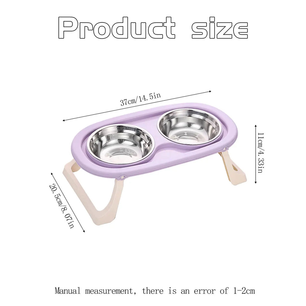 Elevated Double Stainless Steel Pet Bowl | Ergonomic Feeding Stand for Cats & small dogs