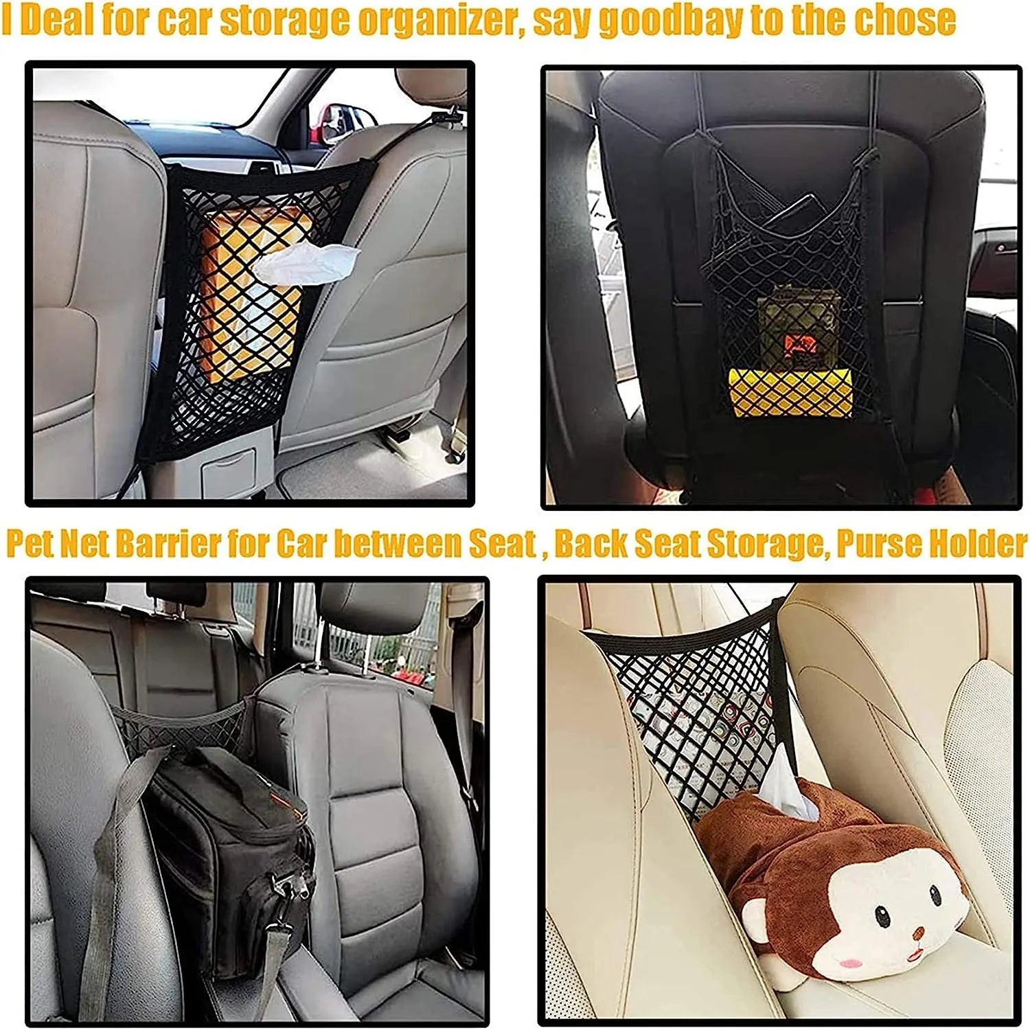 Premium Pet Car Safety Net Barrier | Universal Backseat Divider